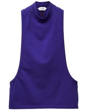 Versace Embroidered-Logo Stretch Cotton-Jersey Tank Top - Purple