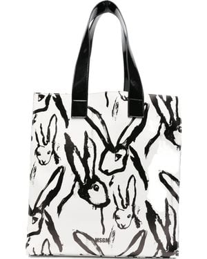MSGM Rabbit-print tote bag - Weiß