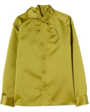 Plan C Bow-Detail Long-Sleeve Shirt - Green