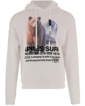APRÈS SURF Bear-Print Drawstring Hoodie - White