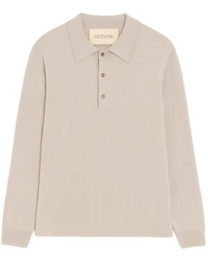Valentino Garavani Wool Polo Shirt With Vlogo - White
