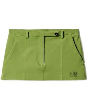 Miu Miu Milano Rib Knit Miniskirt - Green