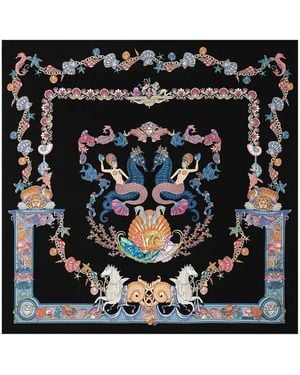 Versace Coral Theatre Zijden Sjaal - Zwart