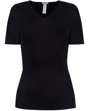 Hanro T-Shirt Mit V-Ausschnitt - Schwarz