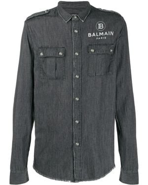 Balmain ロゴ シャツ - グレー