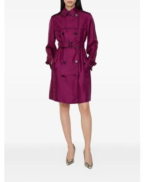 Burberry Long Silk Foxfield Trench Coat - Purple