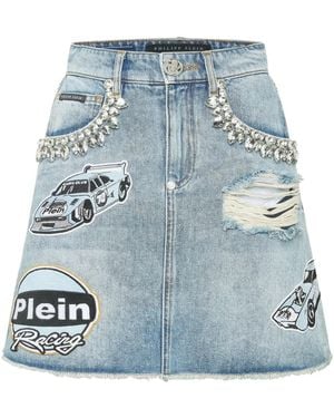 Philipp Plein Stones Cars Racing Skirt - Blue