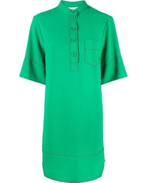 See By Chloé Contrast-Stitch Short-Sleeve Shift Dress - Green