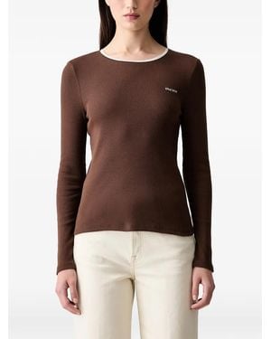 Stine Goya Ribbed-Knit Long-Sleeve Top - Brown