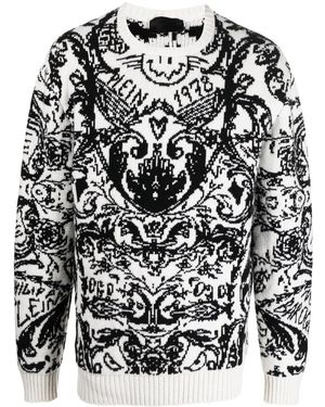 Philipp Plein Intarsia-Knit Design Jumper - Black