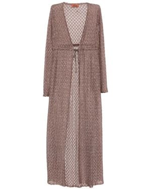 Missoni Tie-Waist Textured Cover Up Coat - Brown