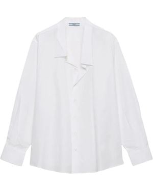 Prada Popeline Blouse Met Knoopsluiting - Wit