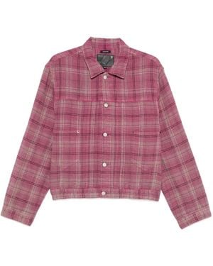 R13 Check-Pattern Button-Down Shirt Jacket - Purple