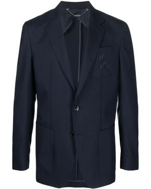 Billionaire Logo-Embroidered Single-Breasted Blazer - Blue