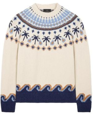 Alanui Jacquard-Knit Fair Isle Sweater - Blue