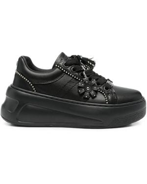 Cult Nirvana Stud-Embellished Leather Sneakers - Black