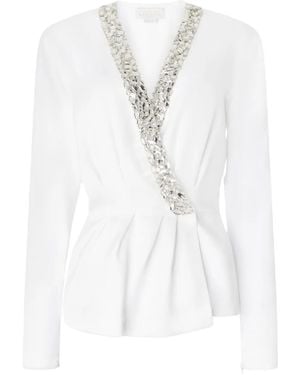 Genny Blusa con diseño cruzado y detalles de cristal - Blanco