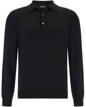BOGGI Knitted Merino Polo Jumper - Black