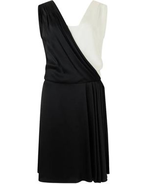 Alberta Ferretti Two-Tone Draped Mini Dress - Black