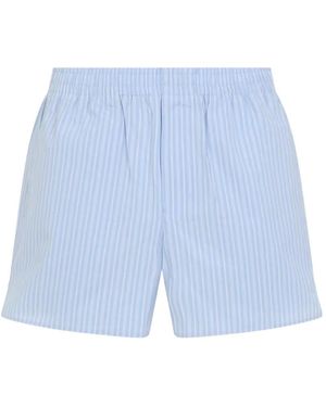 Ami Paris Striped Cotton Shorts - Blue