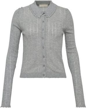 Ulla Johnson Lottie Crochet-Trimmed Cardigan - Gray