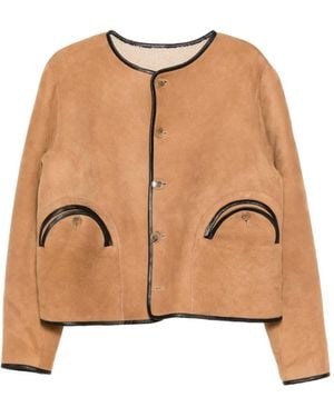 Blazé Milano Button-Fastening Shearling Jacket - Natural