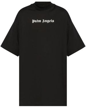 Palm Angels Logo-Print T-Shirt Dress - Black
