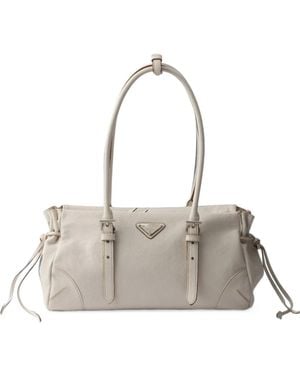 Prada Karin Medium Antiqued Leather Tote Bag - Natural