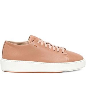 Santoni Leather Lace-Up Trainers - Pink
