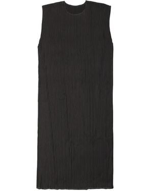 Issey Miyake Pleated Sleeveless Mini Dress - Black
