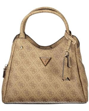 Guess Monogram-Print Logo-Plaque Tote Bag - Natural