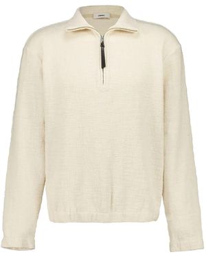 Commas Textured Zip-Neck Pullover - Natural