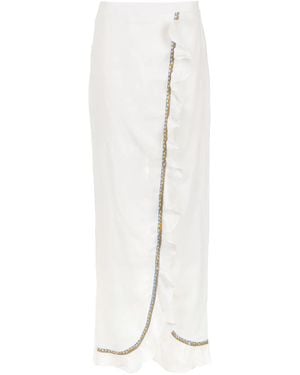 Clube Bossa Pantaloni Hare Con Ruches - Bianco