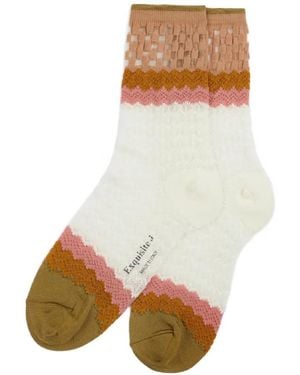 Exquisite J Chevron-Knit Short Socks - White