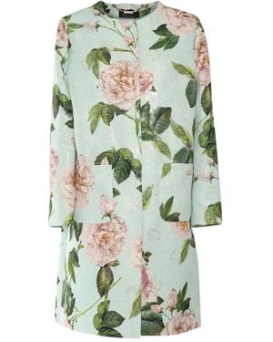 Clips Rose-Print Jacquard Coat - Green