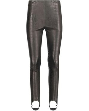 Enes Crocodile-Effect Split-Hem Leggings - Grey