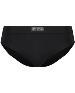 Iceberg Logo-Patch Swim Briefs - Black