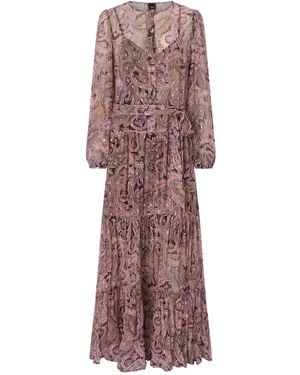 Pinko Paisley-Print Tiered Maxi Dress - Purple