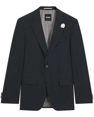 BOSS Mélange Peak-Lapel Jacket - Blue