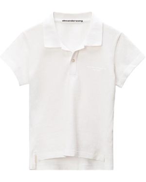 Alexander Wang Crystal-Embellished Polo Top - White