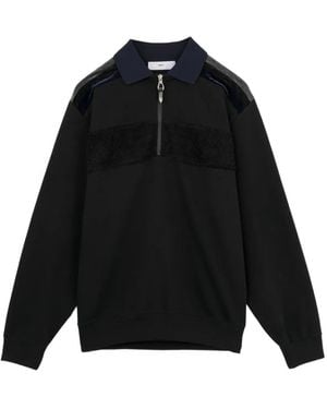 Toga Quarter-Zip Panelled Jumper - Black