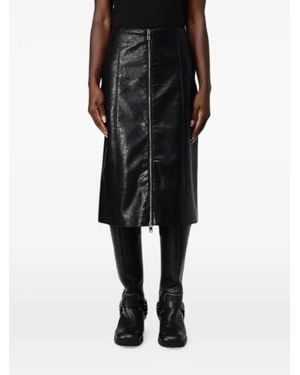MSGM Crinkled-Effect Zip-Fastening Midi Skirt - Black