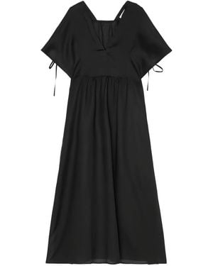 Marc O' Polo Tie-Detail Short-Sleeves Midi Dress - Black
