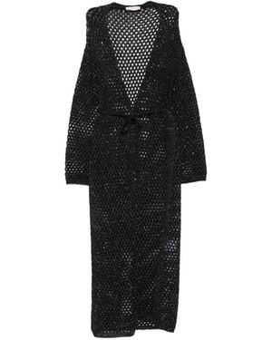 Akep Sequin-Embellished Open-Knit Cardigan - Black