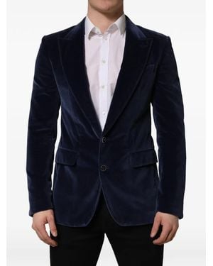 Dolce & Gabbana Velvet Single-Breasted Blazer - Blue