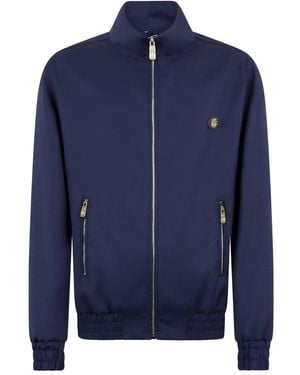 Billionaire Zip-Up Badge Wool Jacket - Blue