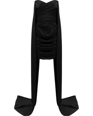 Alex Perry Draped-Detail Strapless Dress - Black