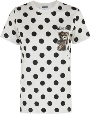 Moschino Ivory And Polka Dot T-Shirt - White