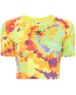 adidas タイダイ クロップドtシャツ - イエロー