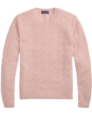 Ralph Lauren Cable-Knit Crew-Neck Sweater - Pink